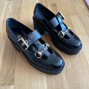 Gucci Women’s Loafer Platform Belt Shoe Size 37 New With Dust Bags